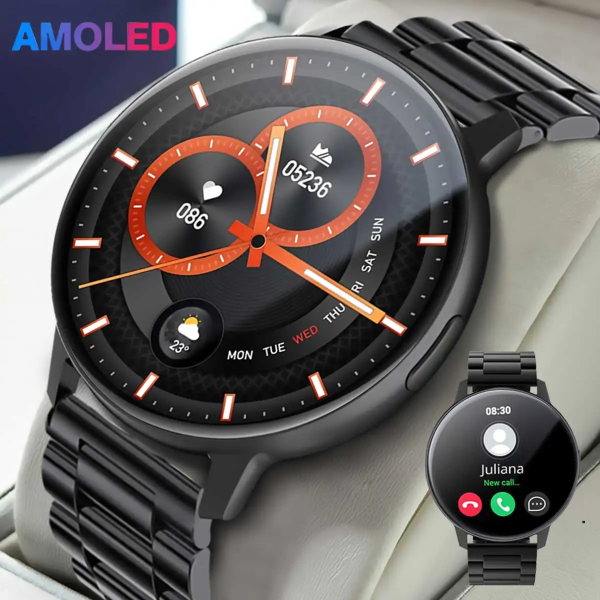 New 1.43-inch AMOLED Display Smart Watch Health Management Music Control Men's and Women's Fashion Watch Multiple Sport Modes