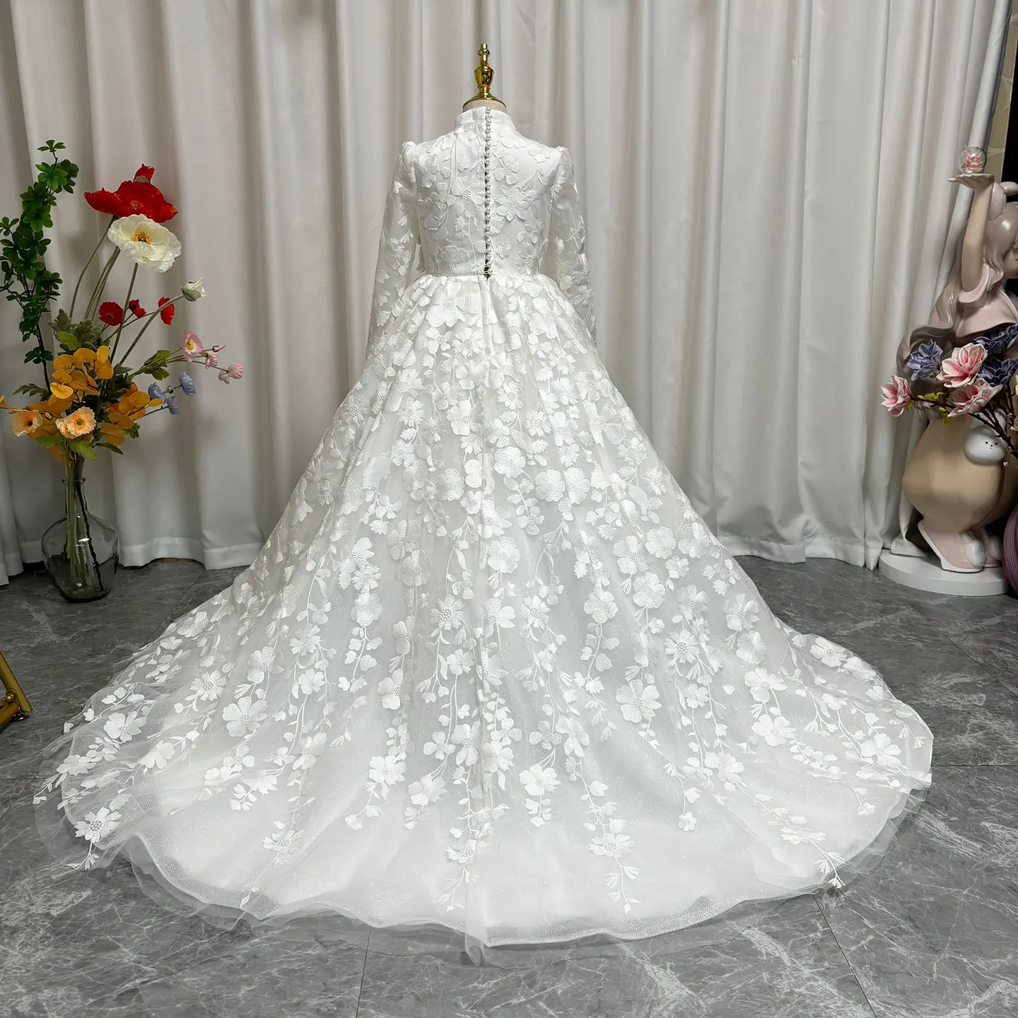 Jill Wish-Vestido de noite elegante infantil, vestido de princesa 3D para aniversário, festa de comunhão, branco e luxo, casamento em Dubai, 2024, J293