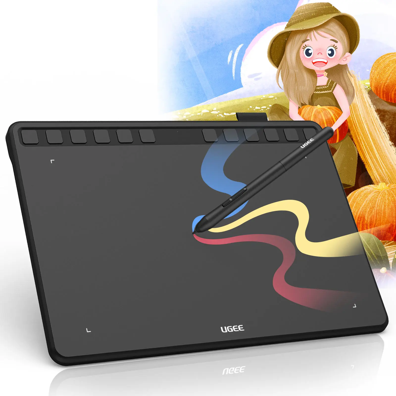 

UGEE S1060W 2.4G Wireless Graphics Tablet 10 inch Drawing Pen Tablet 12 Shortcut Keys for Android MAC Chrome OS Windows