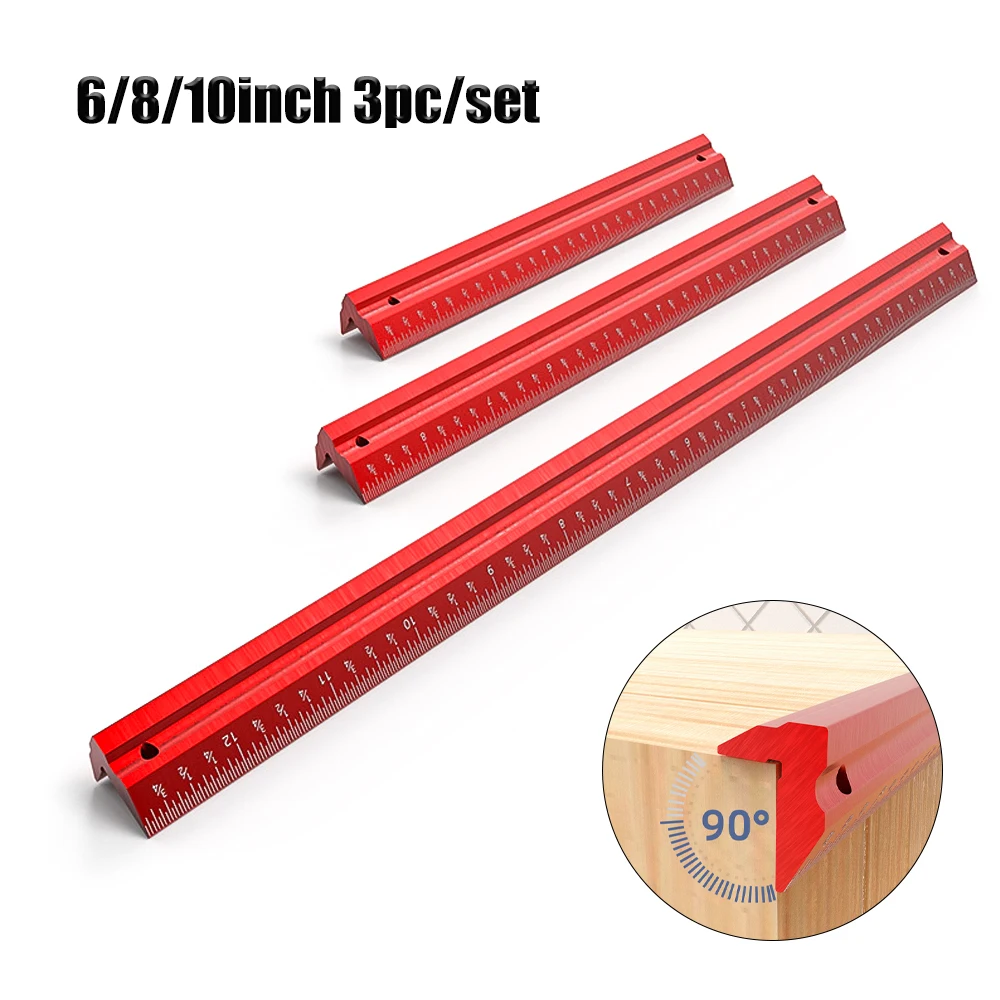 

3 шт., дюймовая маркировочная V-образная линейка, прецизионный алюминиевый сплав, деревообрабатывающий писец, маркировочный калибр, линейка для разметки, измерительный инструмент для вертикальной линии