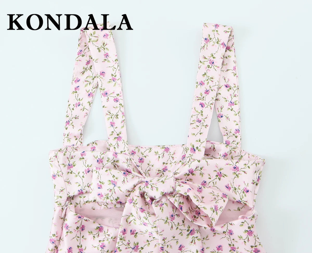 KONDALA Chic Floral Mini Y2k Woman Dresses Sexy Backless Fashion 2025 Party A-Line Dress 2025 Summer Lace-up Birthday Vestidos