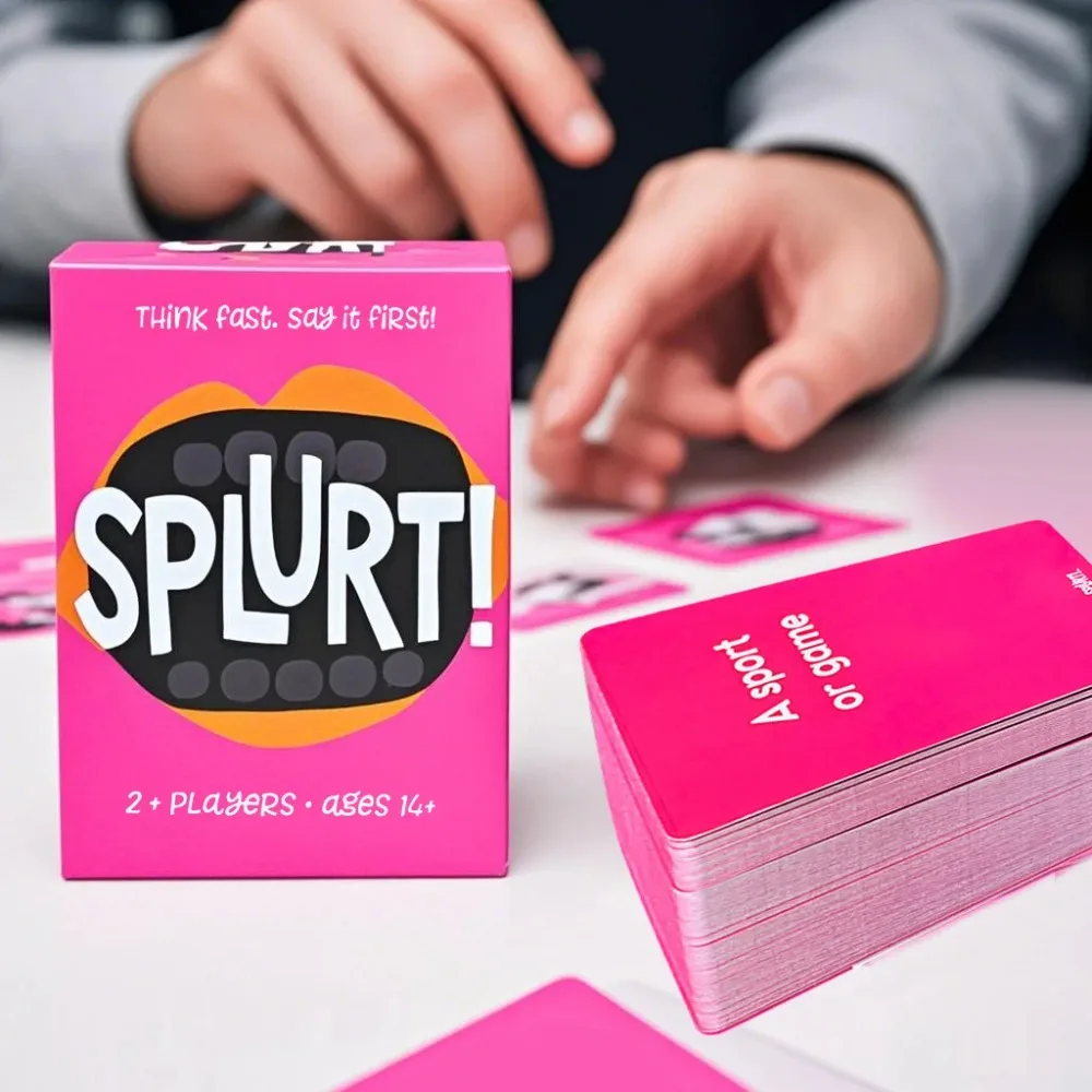 

2026@@ Splurt Card Game Splurt! Portable Party Card Game Think Fast Say it First Pink