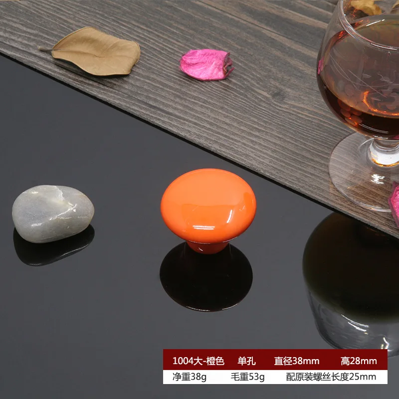 Colorful Ceramic Door Handles Round Cabinet Knobs Cupboard Drawer Wardrobe Pull Knob Furniture Candy Color Accessories