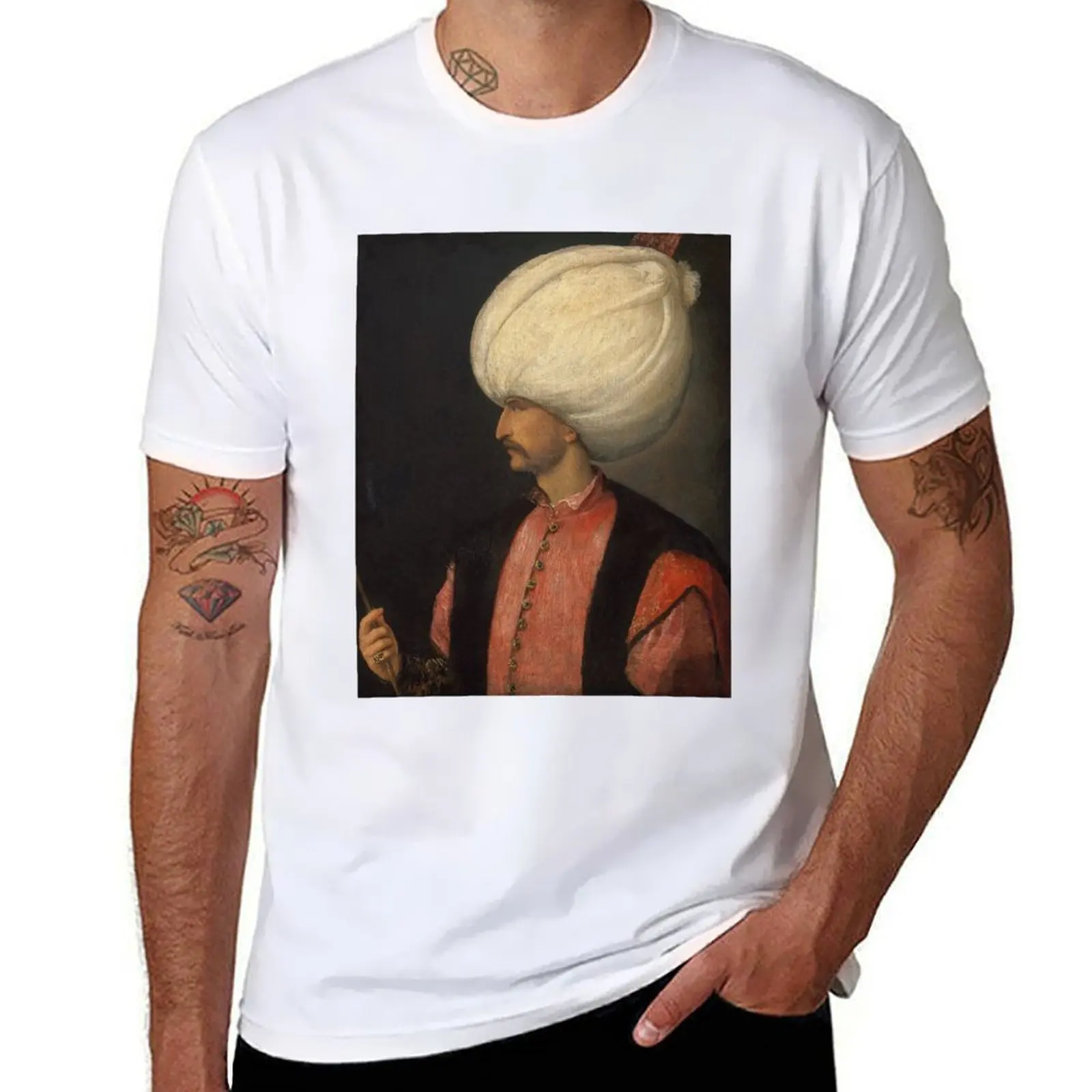 

Ottoman Painting: Portrait of the Sultan Suleiman the Magnificent T-Shirt t shirt man plain T-Shirt