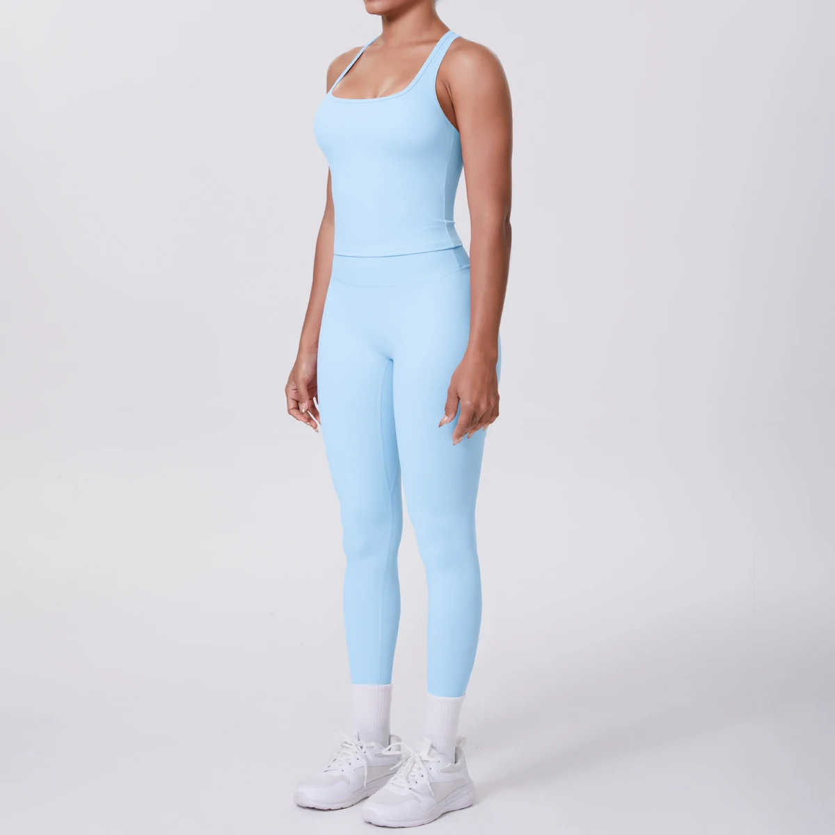 Yoga Top Set Fitness Gym Anzug Training Ärmellose Sport Gym Tops Crossover Zurück Sport Unterwäsche Bauch-steuer Abnehmen – Detail 15