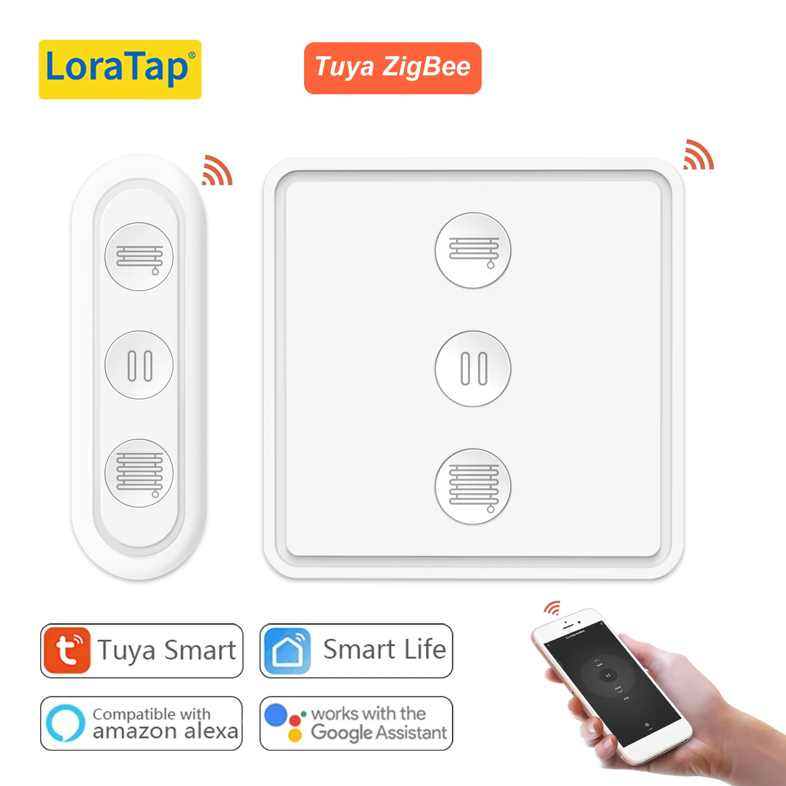 LoraTap-persiana enrollable con control remoto, interruptor de escena para persianas, asistente de Google, Alexa y Echo Home, Tuya Smart Life ZigBee