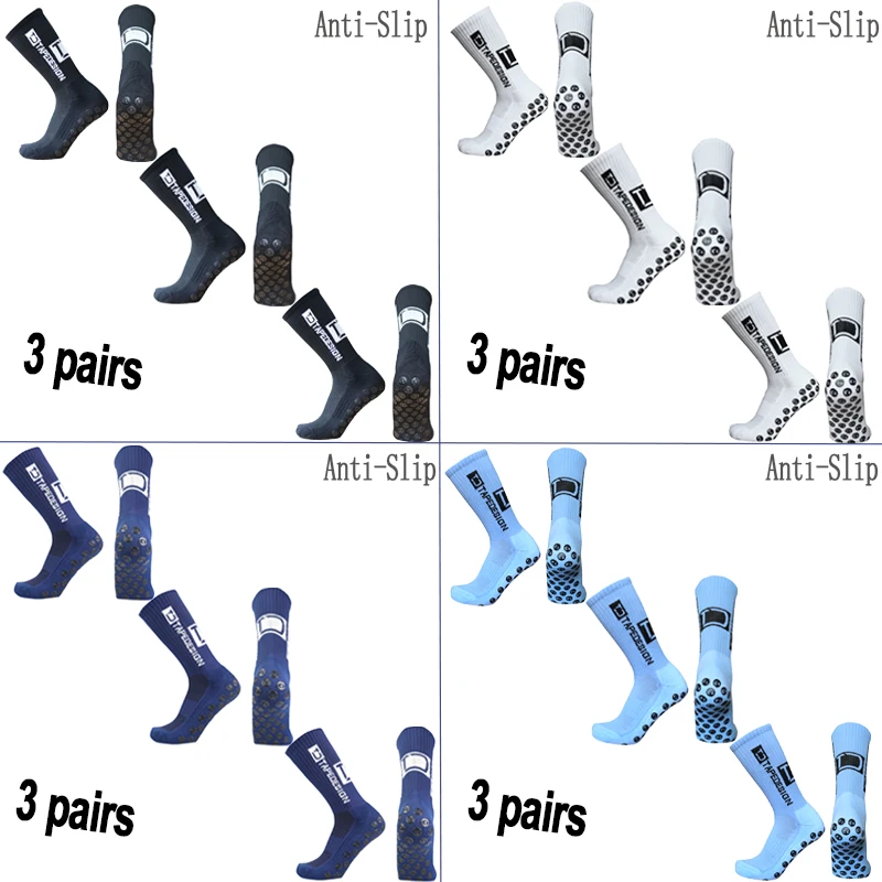 

3 pairs of anti slip grabbing socks for men women breathable shockabsorbing middle tube silicone basketball running sports socks