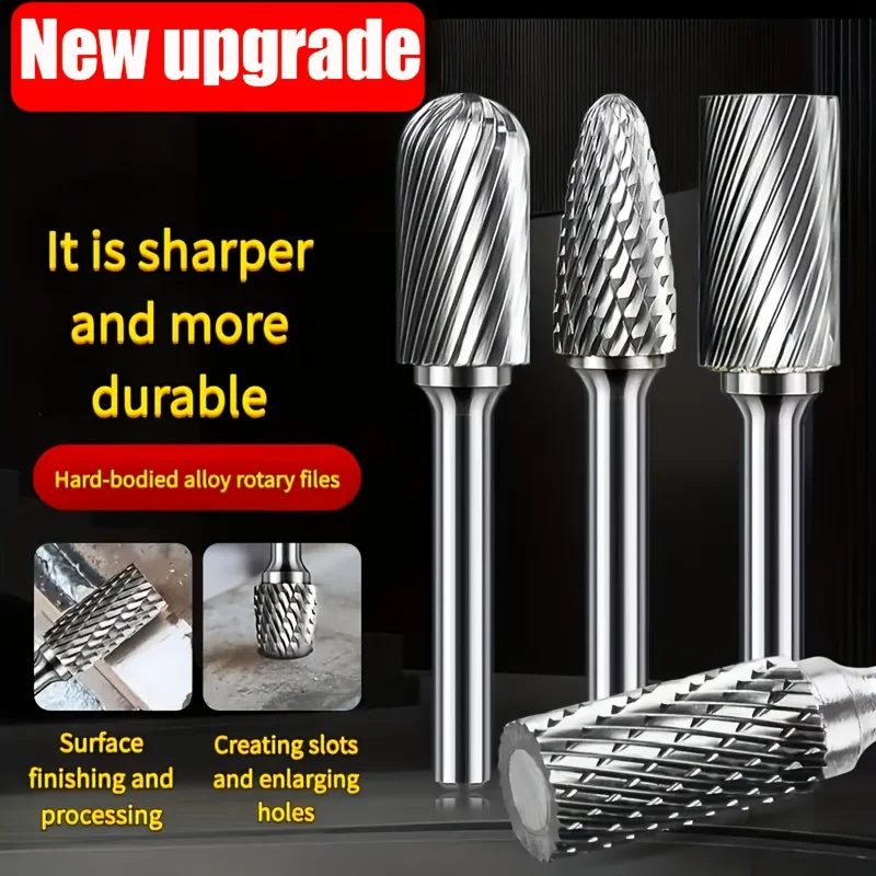 

10pc High-Speed Steel Rotary Files Handcrafted DIY Root Carving Electric Grinding Heads Milling Cutters Woodworking Application