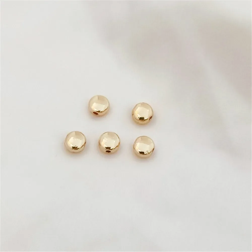 14K Gold Plated Irregular Baroque Square Round Beads, Straight Hole Spacer Beads, DIY Handmade Accessories