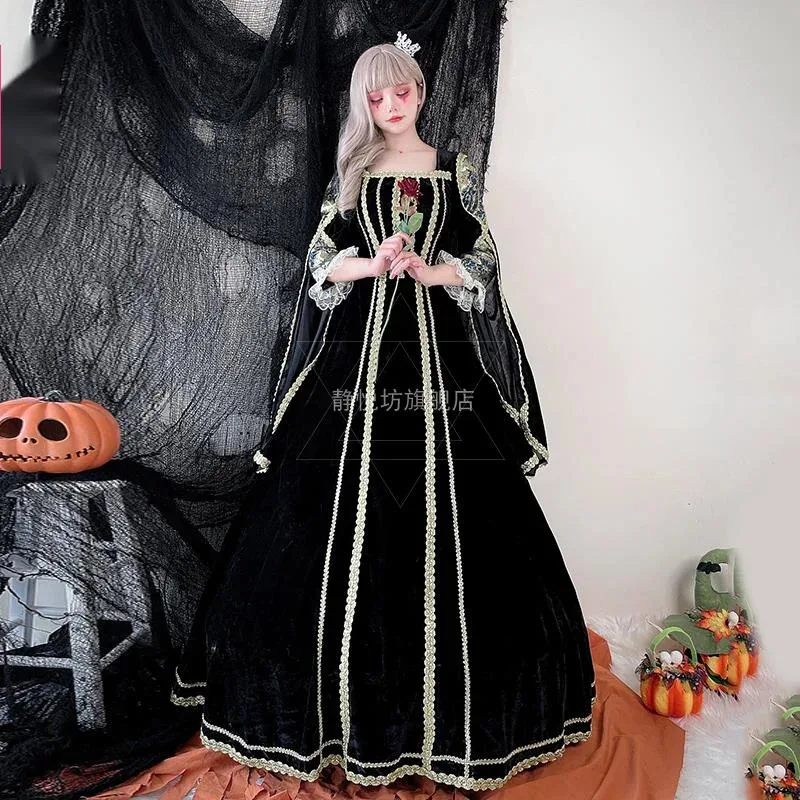 

New retro court medieval Queen Halloween adult noble cloak cosplay witch dress party dress dress long dress
