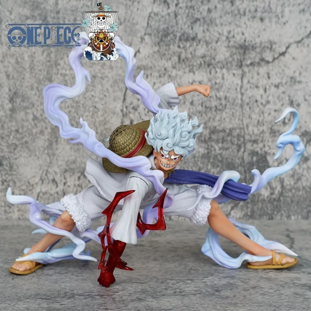 قطعة واحدة من شخصية Gear 5 Nika Form Luffy Crouching Pose، تمثال Sun God Anime القابل للجمع #3