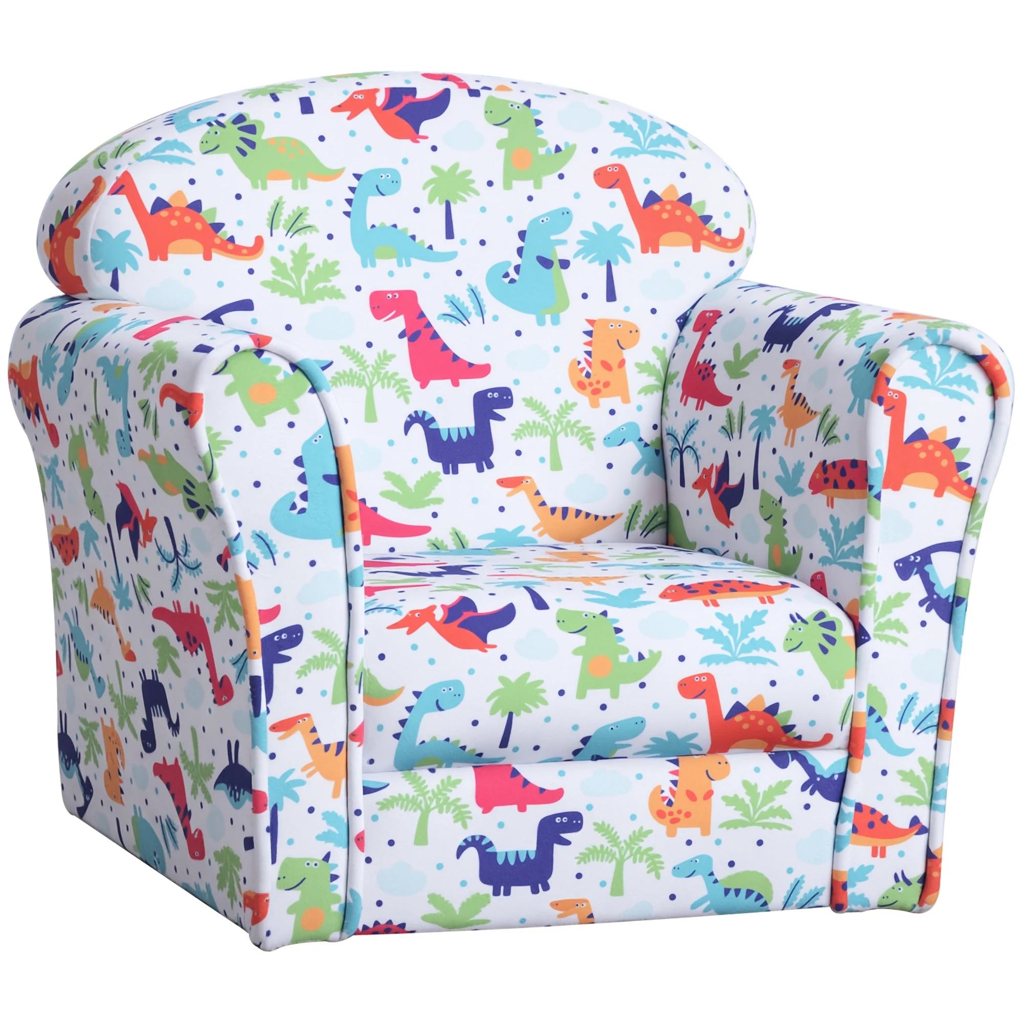 HOMCOM Sillón Infantil con Estampado de Dinos +18 meses 50x39x44cm Multicolor