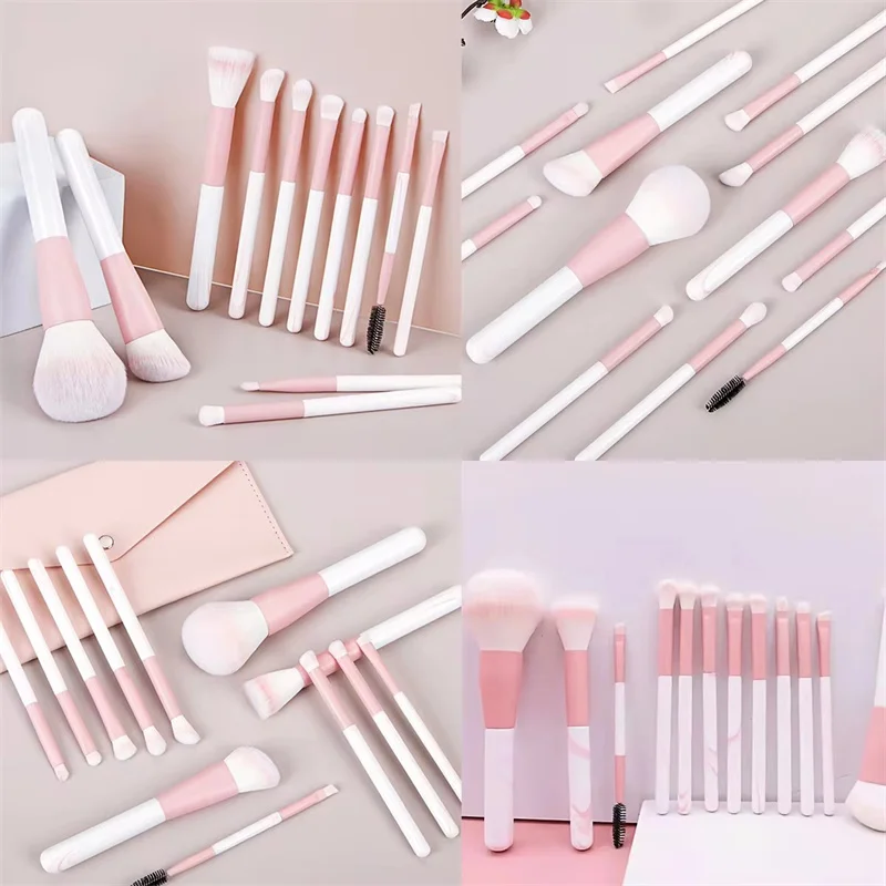 12pcs Makeup Brushes Set Portable Foundation Powder Blending Blush Concealer Synthetic Fiber Bristle Brush Blending Makeup Brush