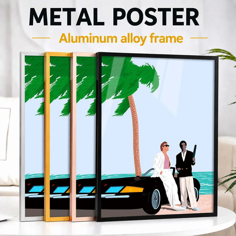 Miami Vice 1980s Crime Drama Framed Metal Poster Personalized Photo Retro Theater Style Wall Art For Den Memorable Viewer Gift