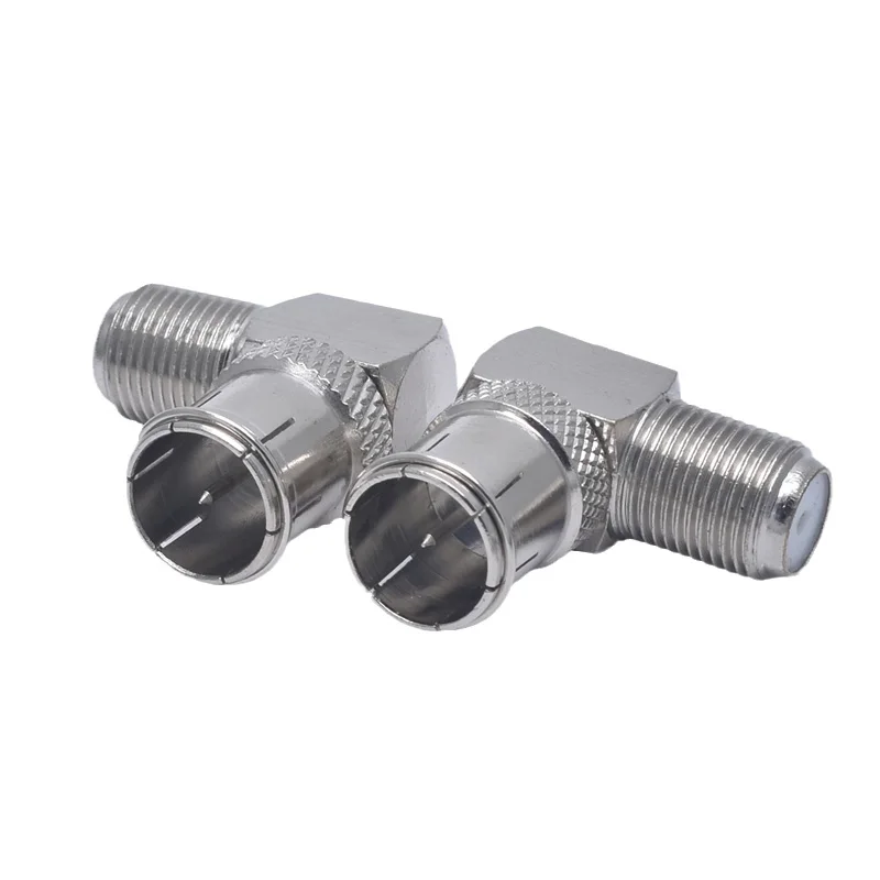 5PCS F Plug Male Quick to F Female Right angle Socket Cable SAT TV Adapter TVs Coaxial Antenna Amplifier Connector Accessories