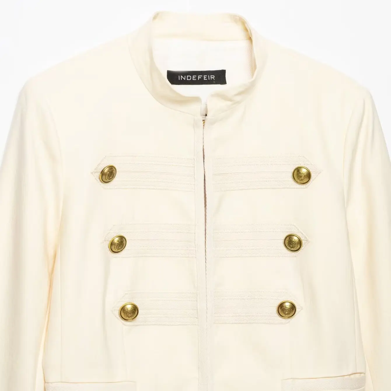 JNLEAOG Women's Slim Fit Jacket Summer New Style Fashionable Light Color Retro Button Decoration Polyester Fiber Long Sleeve ...