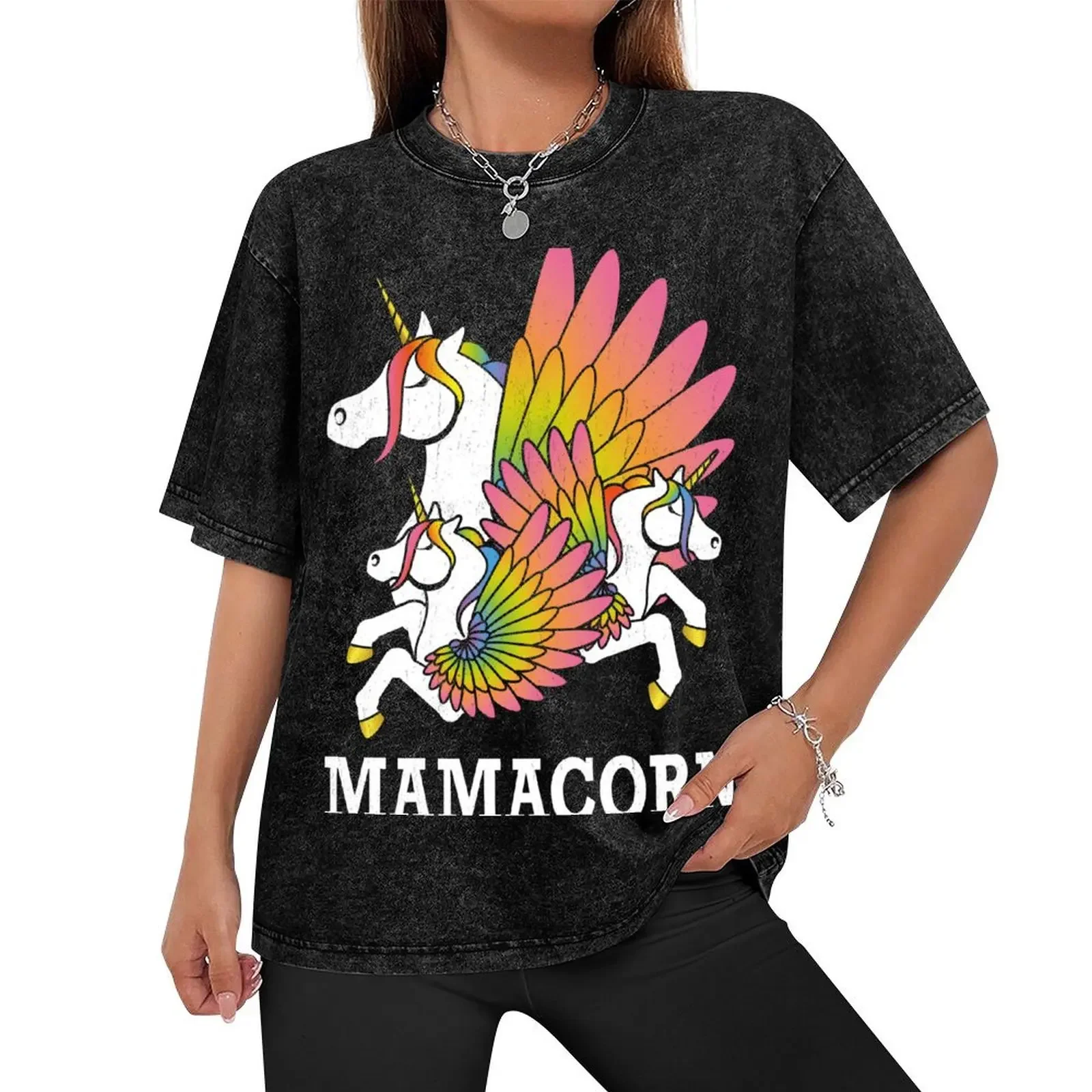 Mamacorn - Unicorn Mum with twins T-Shirt summer tops anime custom t shirt heavyweight t shirts for men