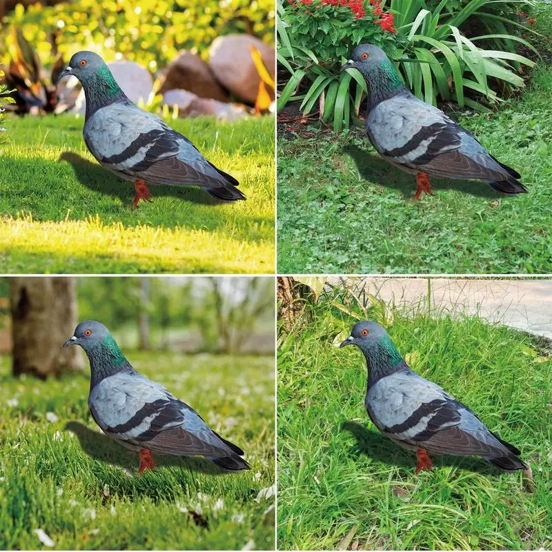 Pigeon Bird Decor 2X Realistic 2D Pigeon Model Simulation Bird Stake Ground Plug Decorative Yard Art Bird Figurine For Courtyard