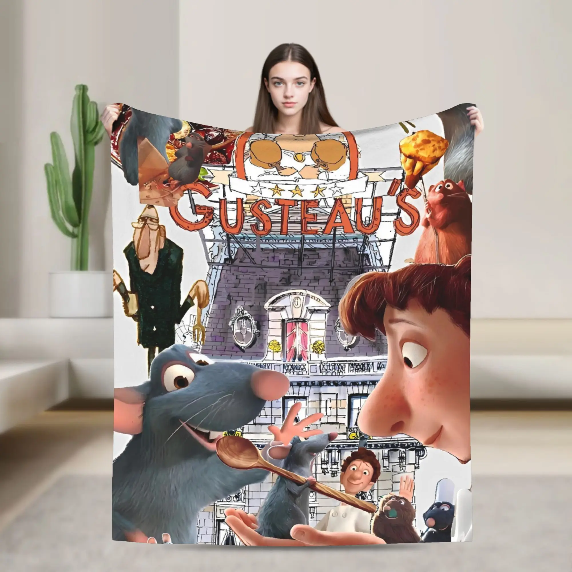 Cute Ratatouille  Flannel Blanket Spring  Warm Soft Throw Blanket for Boy Girl Living Room Aesthetic Bedspread Sofa Bed Cover