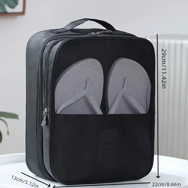 

1шт портативная дорожная сумка для обуви! Многофункциональный органайзер для обуви и нижнего белья – прочный полиэстер с сетчатым карманом