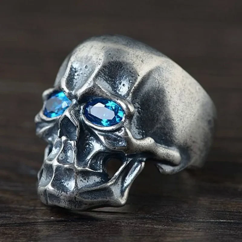 

Bestlybuy 2020 New Real Solid S925 Pure Jewelry Vintage Thai Men Open Skull Silver Ring For Man