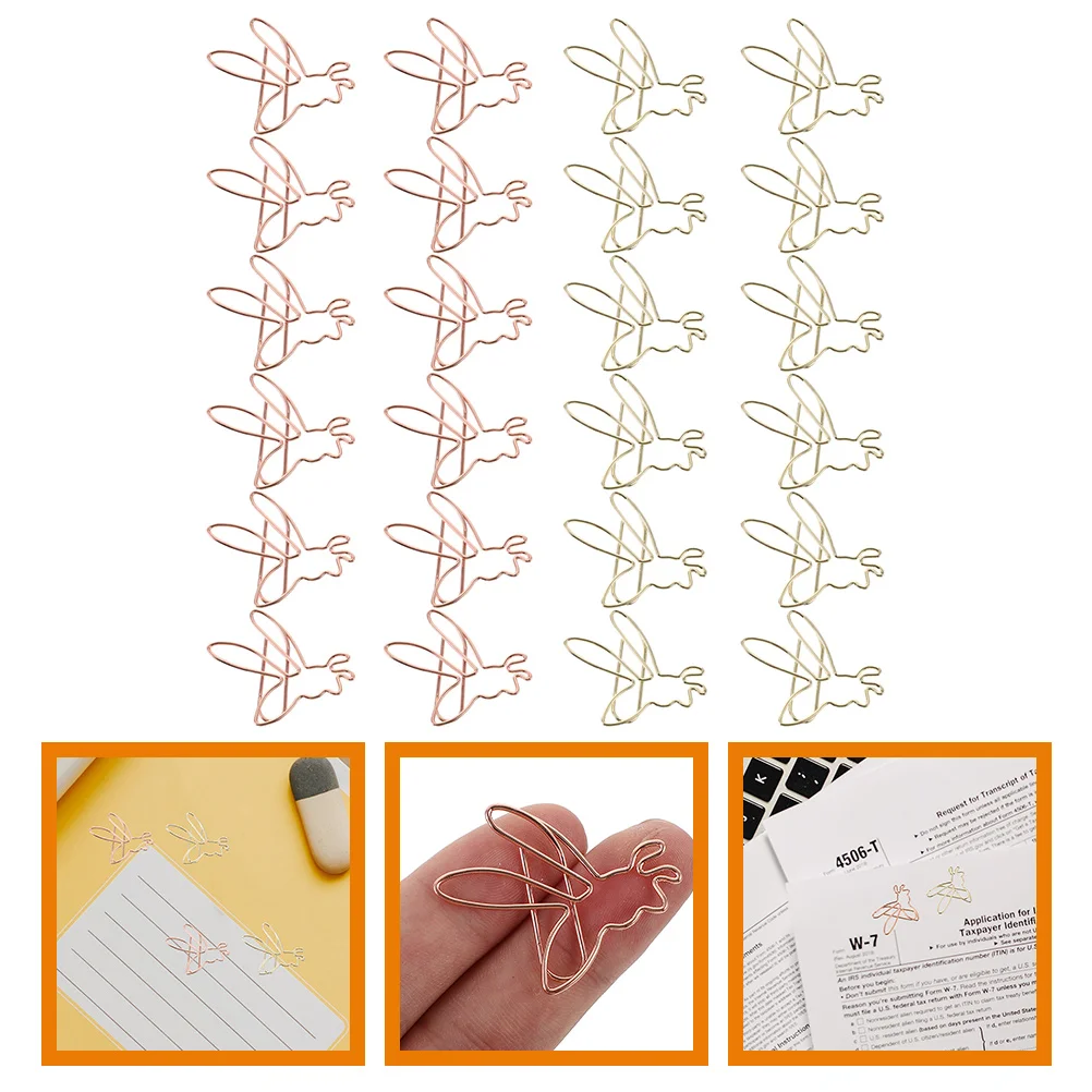 24 Pcs Paperclips Bee Shaped Bookmark Tiny Cute Fun Document Cartoon Small Office