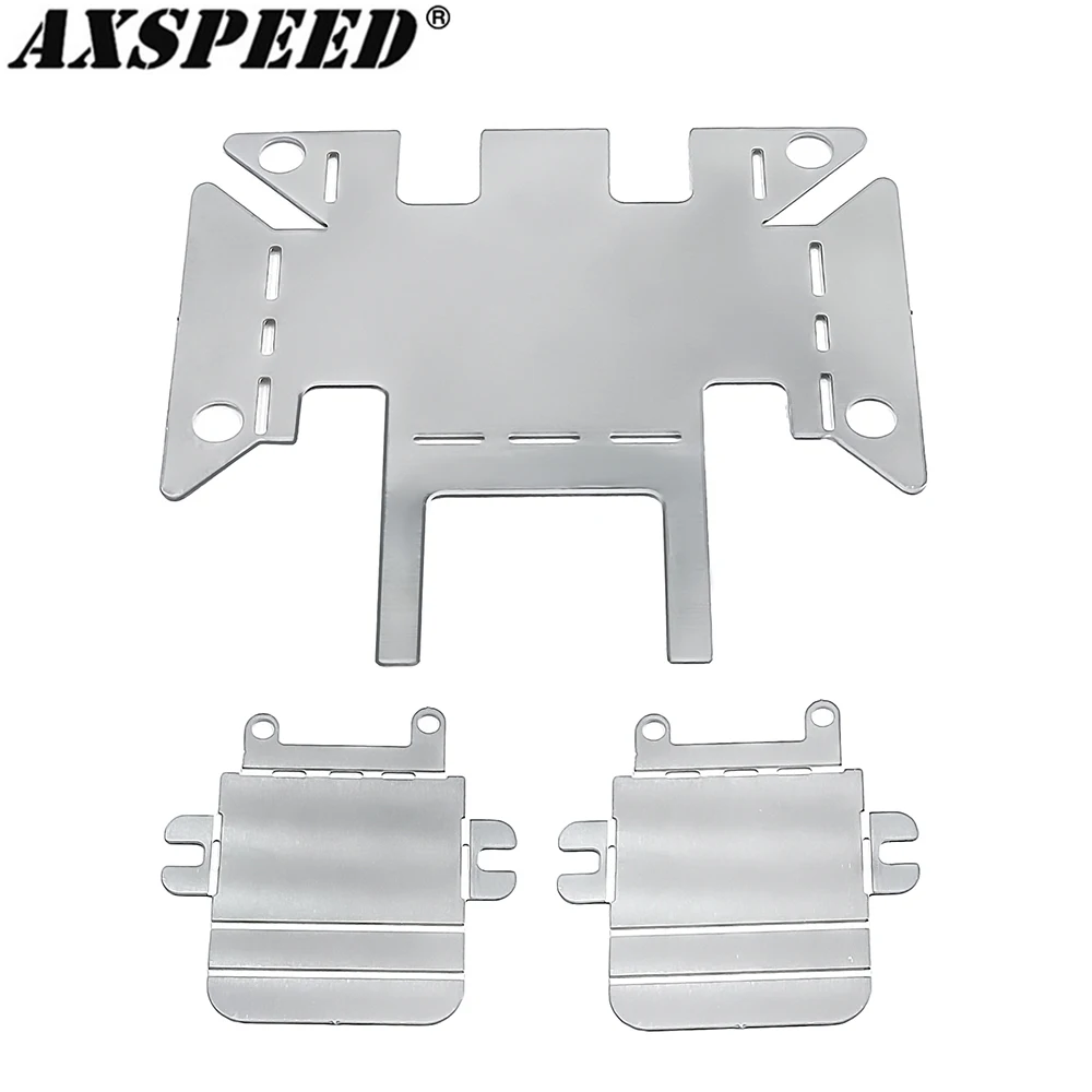 AXSPEED Stainless Steel Chassis Armor Skid Plate Axle Protector for 1/18 RC Crawler TRX4M Bronco Defender Upgrade Accessories