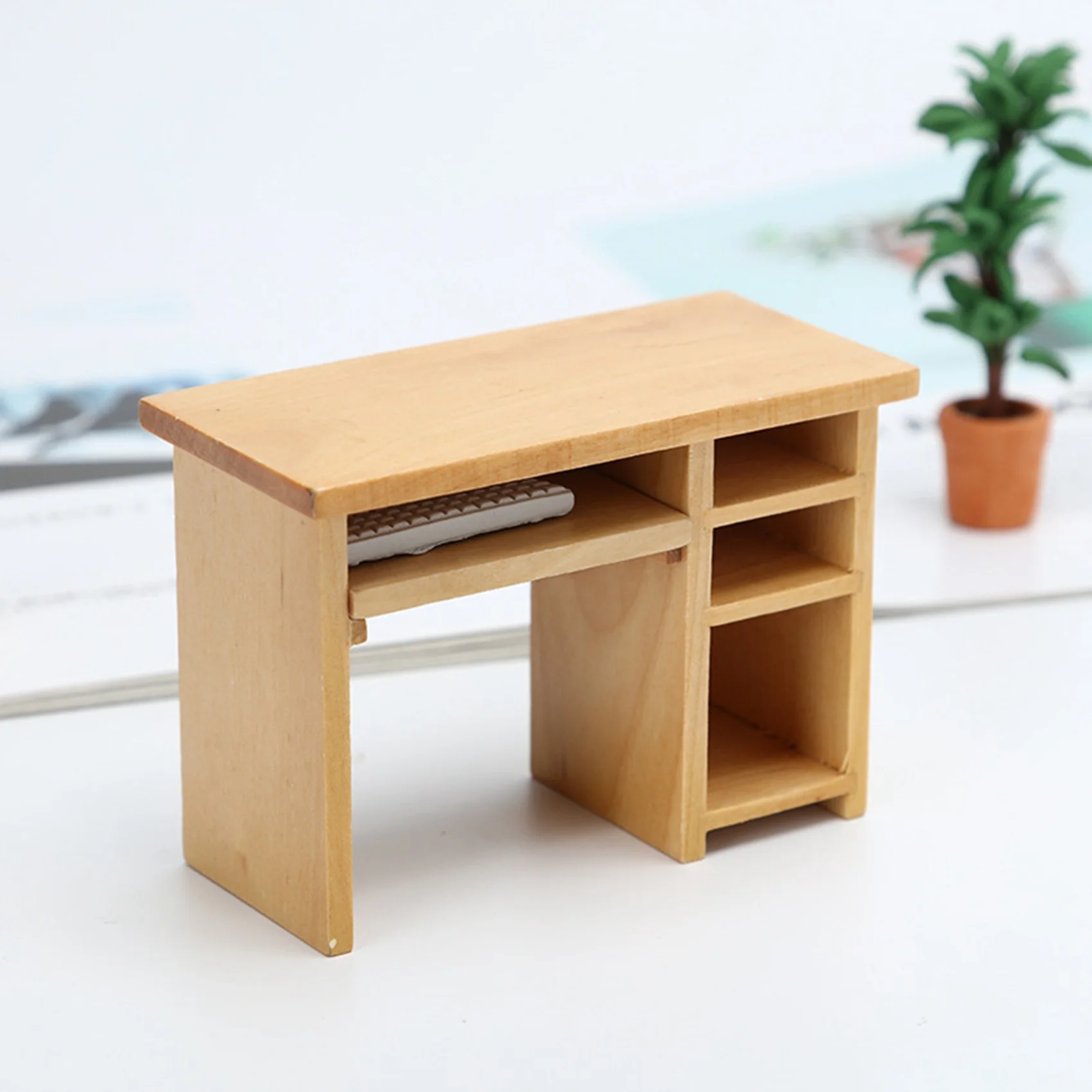 1:12 Miniature Dollhouse Small Computer Desk Furniture Model with Mouse and Keyboard Models Dollhouse Accessories