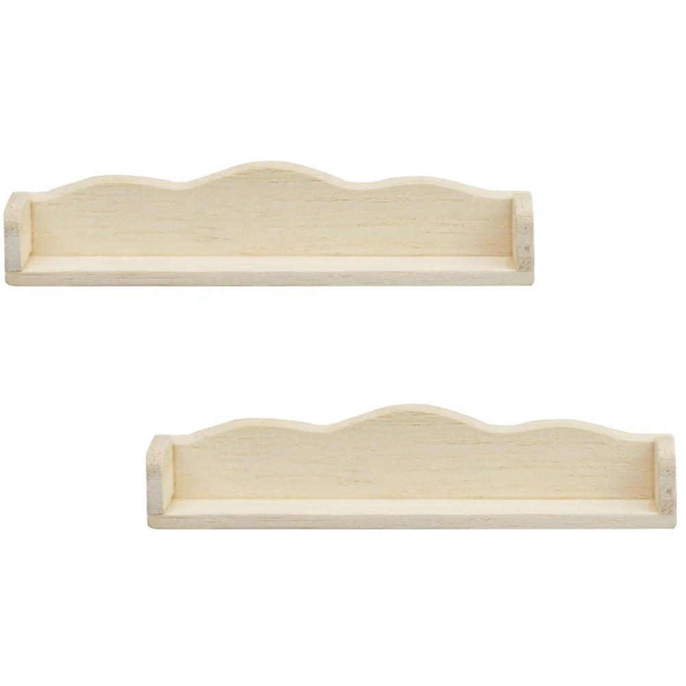 2 pièces Mini meubles modèle bois lisse support suspendu rangement étagère murale support en bois naments pour maison réaliste élégant