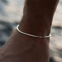 Fashion New Box Chain Bracelet Men Stainless Steel Gold Silver Color Square Pendant Bracelet Gift Trendy Jewelry Accessories