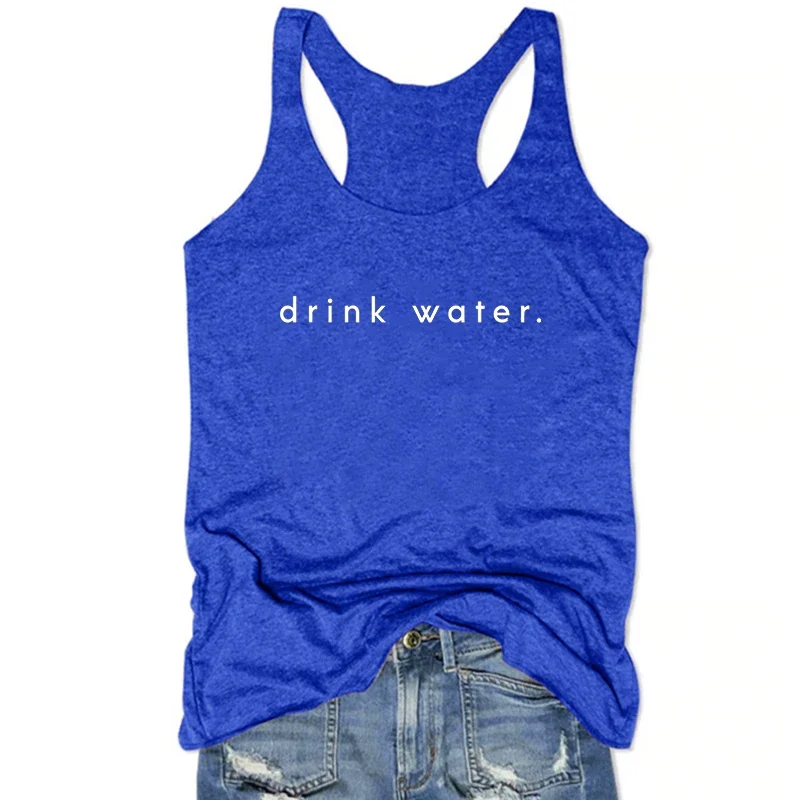 

Drink Water Women Tops Healthy Drink More Water Women Clothes Health Quote Tank Top Funny Drinking Tops Girl