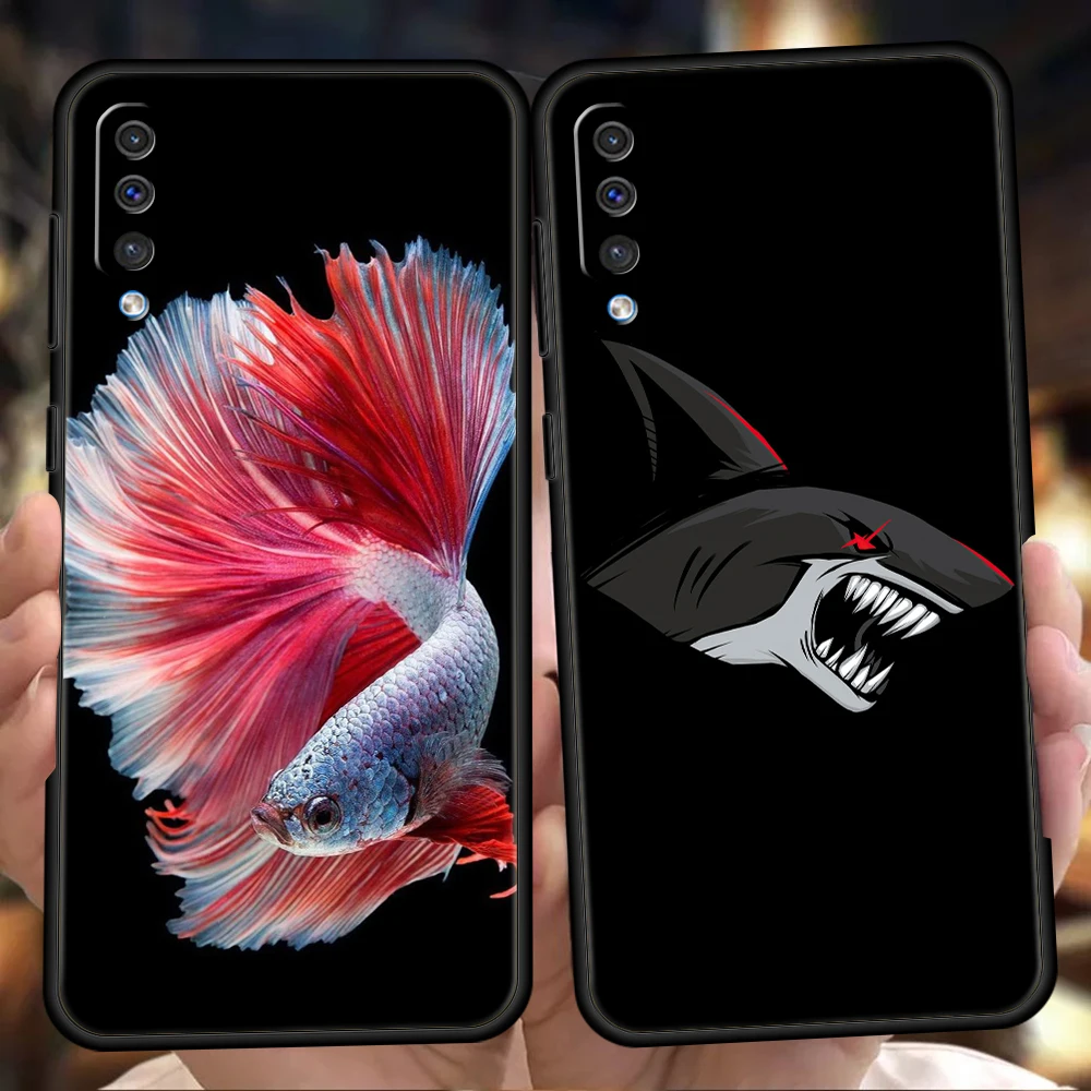 Black Style Fish Phone Case for Samsung Galaxy A24 A13 A53 A73 A33 A22 A12 A02 A03 A05 A70 A50 A10 A20 5G Silicone Cover Shell