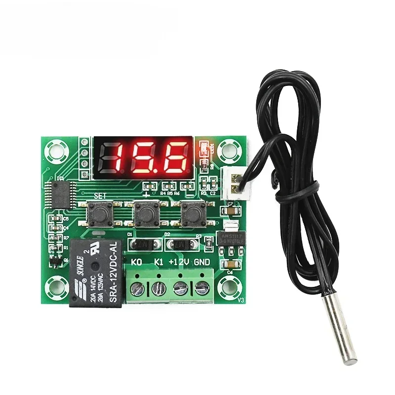 W1209 controlador de temperatura digital termostato dc 12v termômetro à prova dwaterproof água sonda led módulo temperatura termostato eletrônico