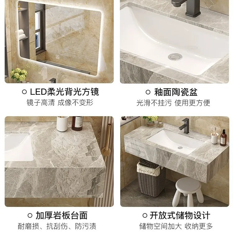 Glossy slate integrated bathroom cabinet combination hotel bathroom simple small apartment sink to wash face