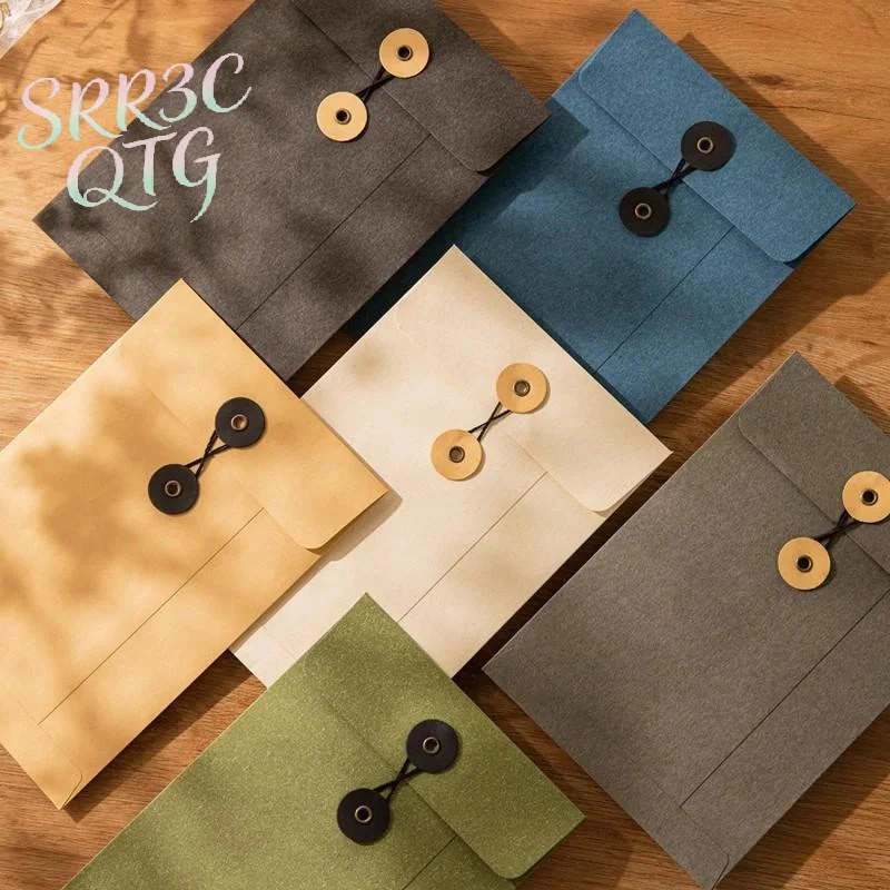 Hot Sale Thickened A4A5A6 Kraft Paper Envelopes String Tie Closure High Grade Invitation Invoice Storage Bag