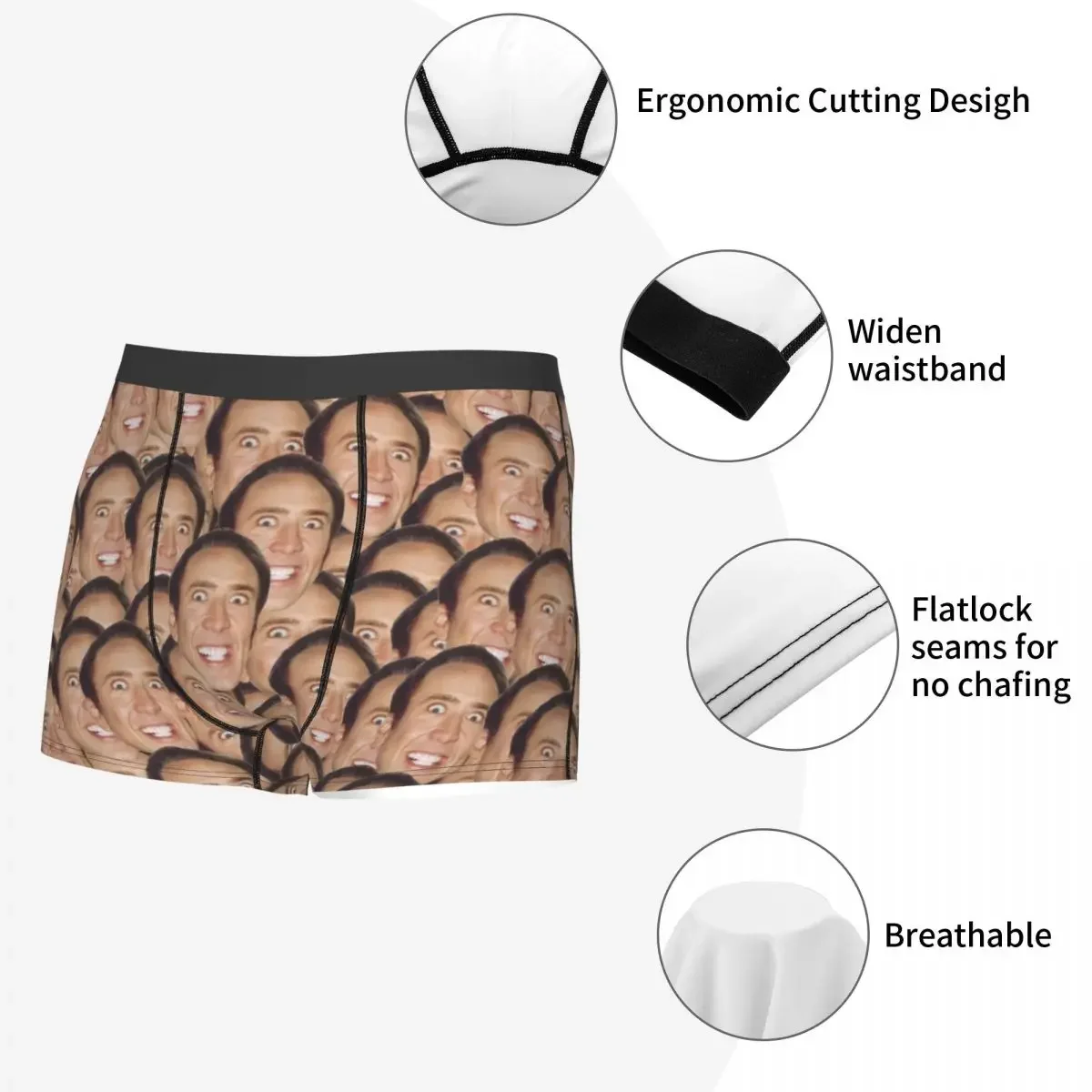 Cool Nicolas Cage Meme Boxers Shorts Panties Male Underpants Breathable Briefs Underwear