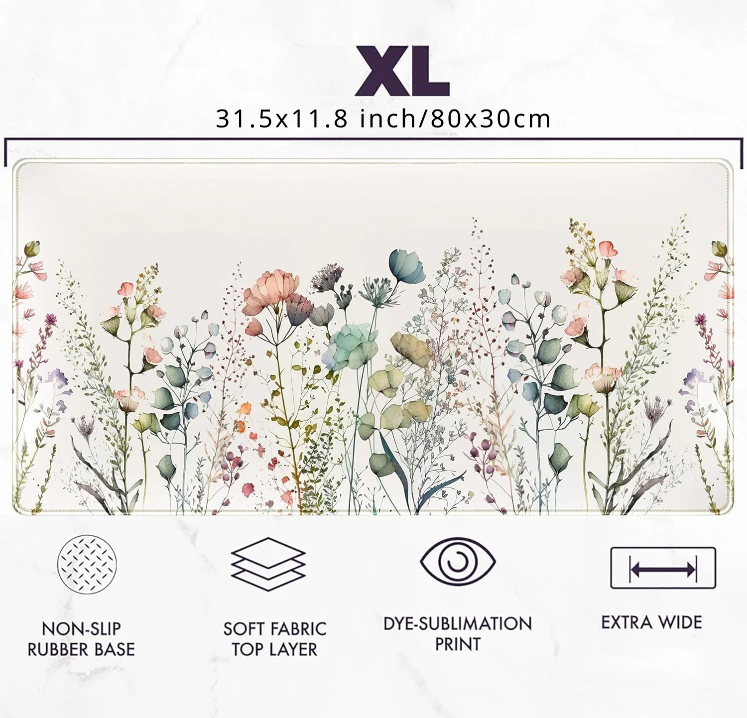 حصيرة مكتب زهرية للنساء ، وسادة مكتب بوهو بيج ، وسادة ماوس تمديد كبيرة ، XL ، زهور لطيفة ، بسيطة ، حصيرة لوحة مفاتيح هدية ، ×-في