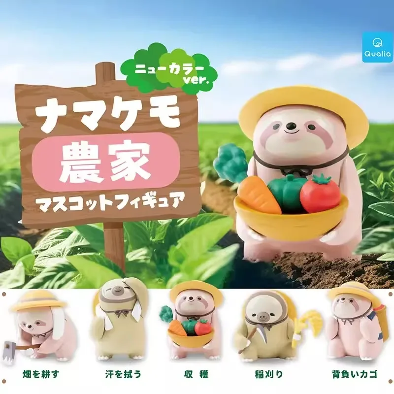 

Original Genuine QUALIA Kawaii Gashapon Action Figure Labour Sloth Raccoon Farming Work Figurine Animal Capsule Toys