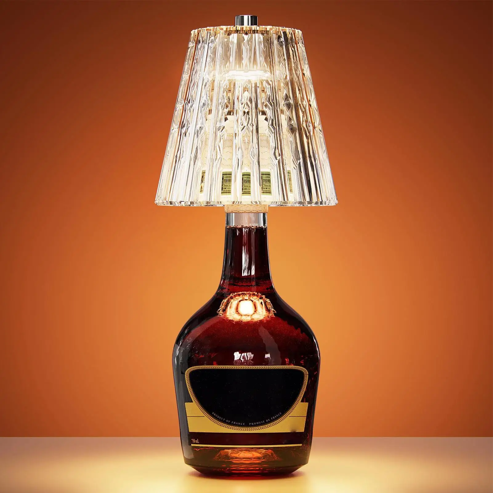 3 Color Wireless Bottle Lamp Touch Dimming Cordless Lampshade Rechargeable Wine Bottle Lights for Bedroom Living Room Kitchen