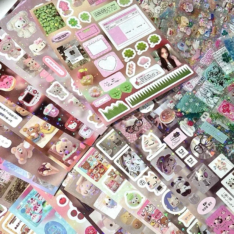 

10pcs Set Y2K Random Cute Glitter Laser Sticker for Phone Camera Luggage Journal Sticker lovely Decoration Sticker Gift