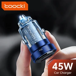 Toocki 45W USB Car Charger Type C Fast Charging Auto Mobile Phone Charger Adapter For iphone Samsung Huawei PD AFC SCP QC 3.0