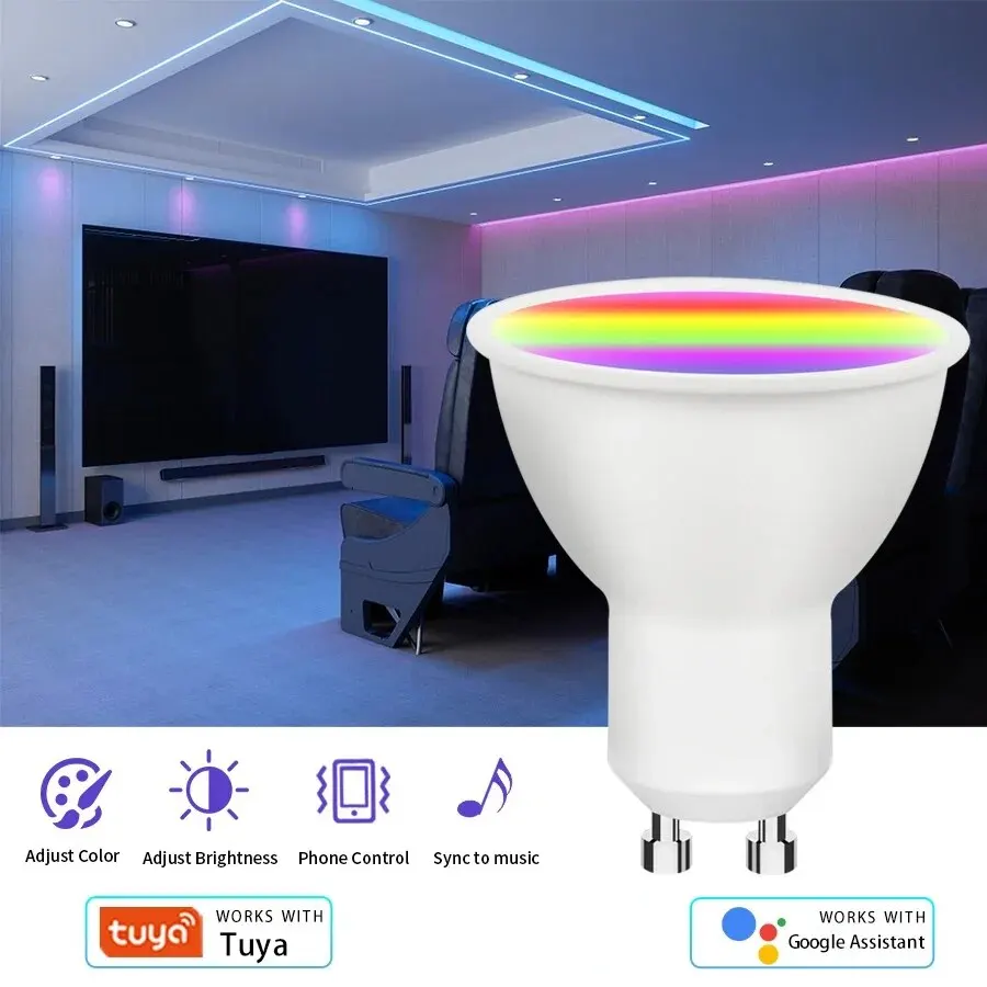 Lampada Bluetooth GU10 Lampadina intelligente Tuya RGB 220V Lampadine a LED Lampadina a LED intelligente 9W per Google Home Assistant