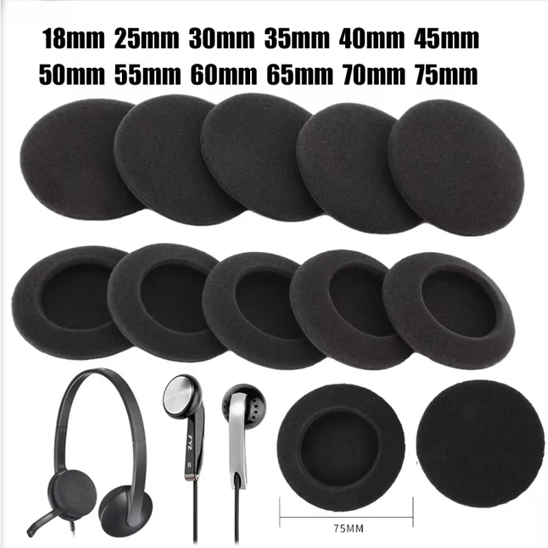 10 Stück Schaumstoff-Ersatz-Ohrstöpsel, Schwamm-Ohrstöpsel-Abdeckungen, verschiedene Größen 35 mm, 40 mm, 50 mm, 55 mm, 60 mm, 70 mm, 75 mm, Ohrpolster für Kopfhörer
