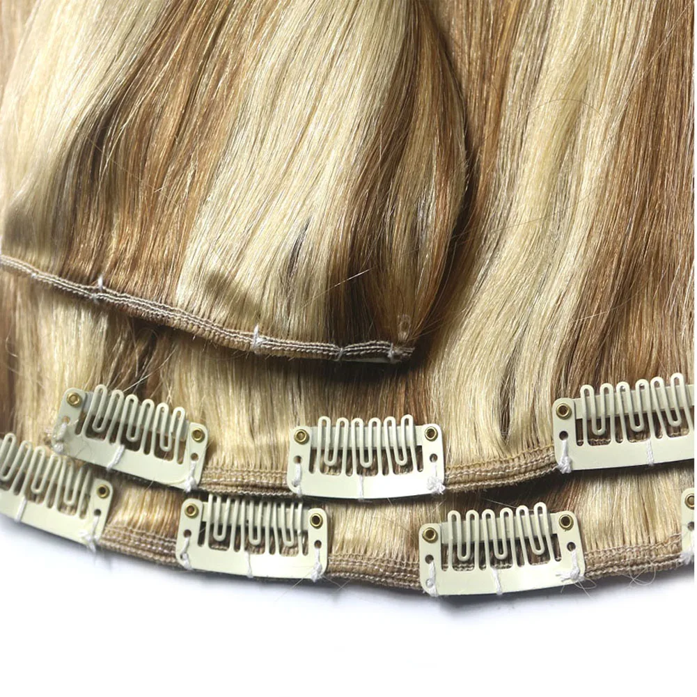 ZZHAIR مقاطع في 100% وصلات شعر بشري 16 "-24" آلة صنع شعر ريمي 6 قطعة مجموعة 100 جرام-120 جرام كامل الرأس مستقيم طبيعي #5