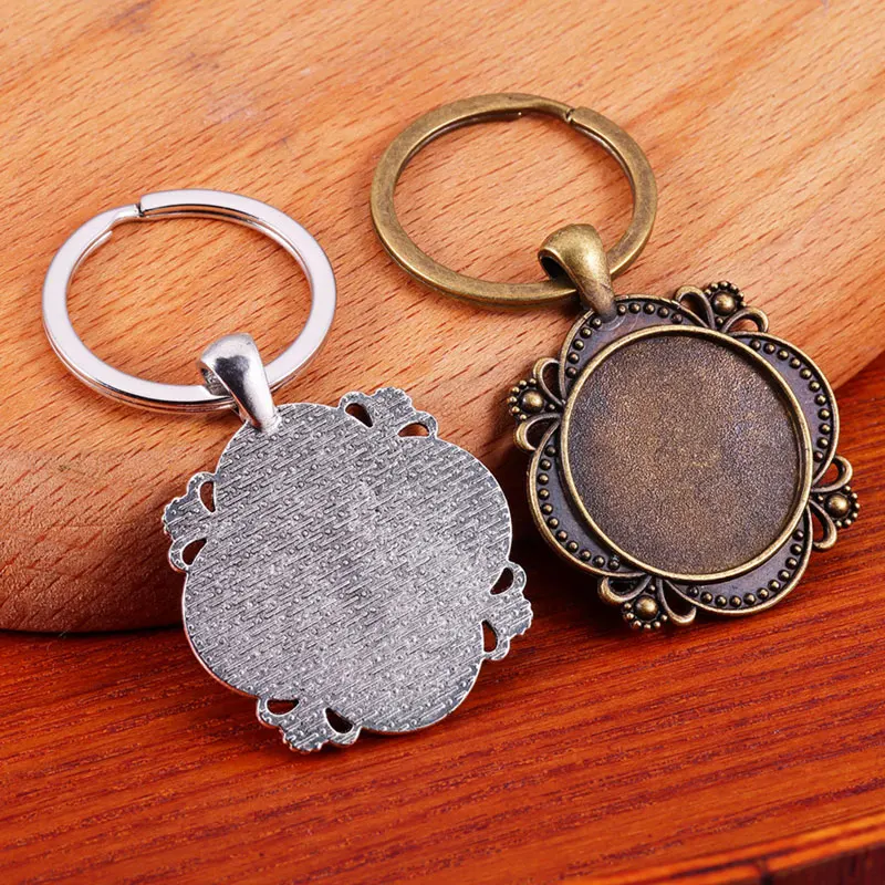 Image 7: 5 pièces/lot porte-clés Cabochon réglage de la Base lunette camée vierge bricolage porte-clés porte-clés résultats fabrication de bijoux artisanat décoration