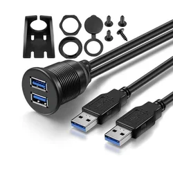 Uniwersalny wodoodporny uchwyt na deskę rozdzielczą USB 3.0 Adapter dokujący podwójny Port kabel rozszerzenie męskie i żeńskie do motocykla samochodowego