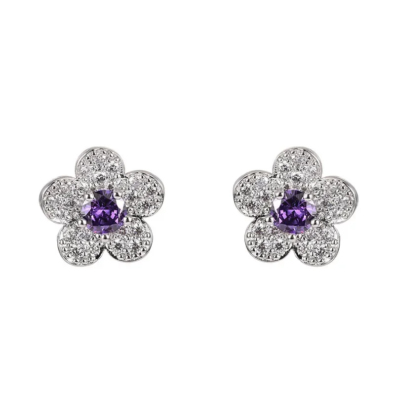 

Solid S925 Sterling Silver Natural Amethyst Stud Earring for Women Fine Aros Mujer Oreja Party Orecchini Stud Earring Jewellry