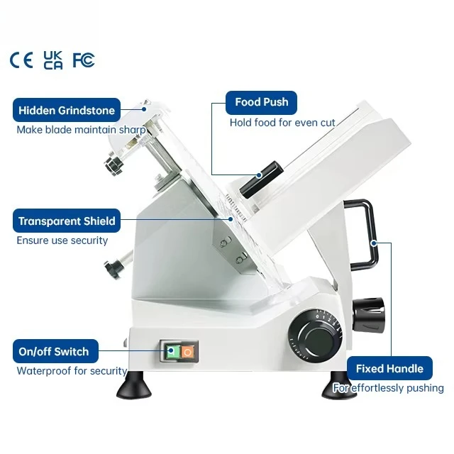 Table Size Stainless Steel Electric Meat Cutter Ham Bacon Beef Fresh Meat Slicer Frozen Cold Cut Meat Cutting Machine