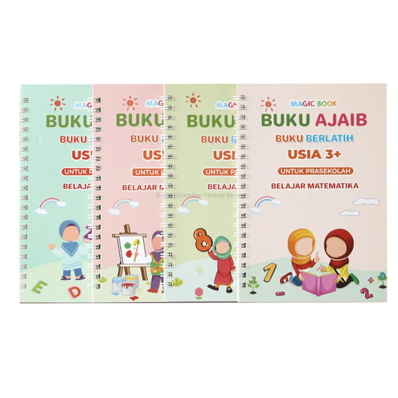 Magic Copybook Reusable Indonesian Practice Spanish Writing Pen Drawing Groove Alphabet Wordpad Word Calligraphy