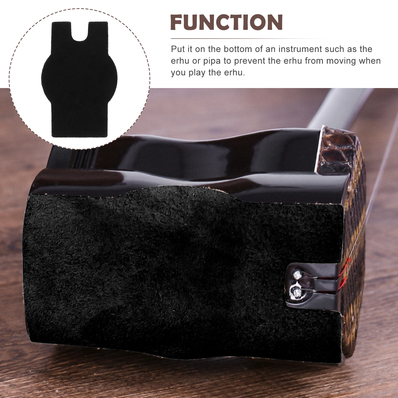 

2 Pcs Anti-slip Mat Erhu Bottom Support Nonslip Wear-resistant Pad for Pipa Self-adhesive